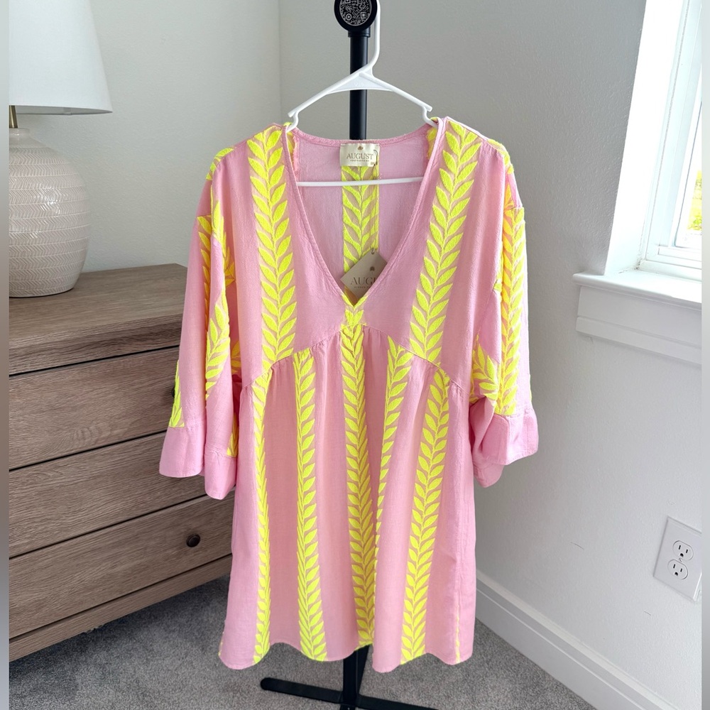August Resort Wear Pink Kimono Dress Size S/M